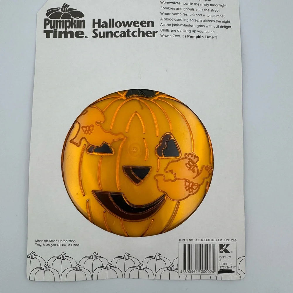 Vintage Pumpkin Time Halloween‎ Suncatcher Ghost & Pumpkin New/Sealed